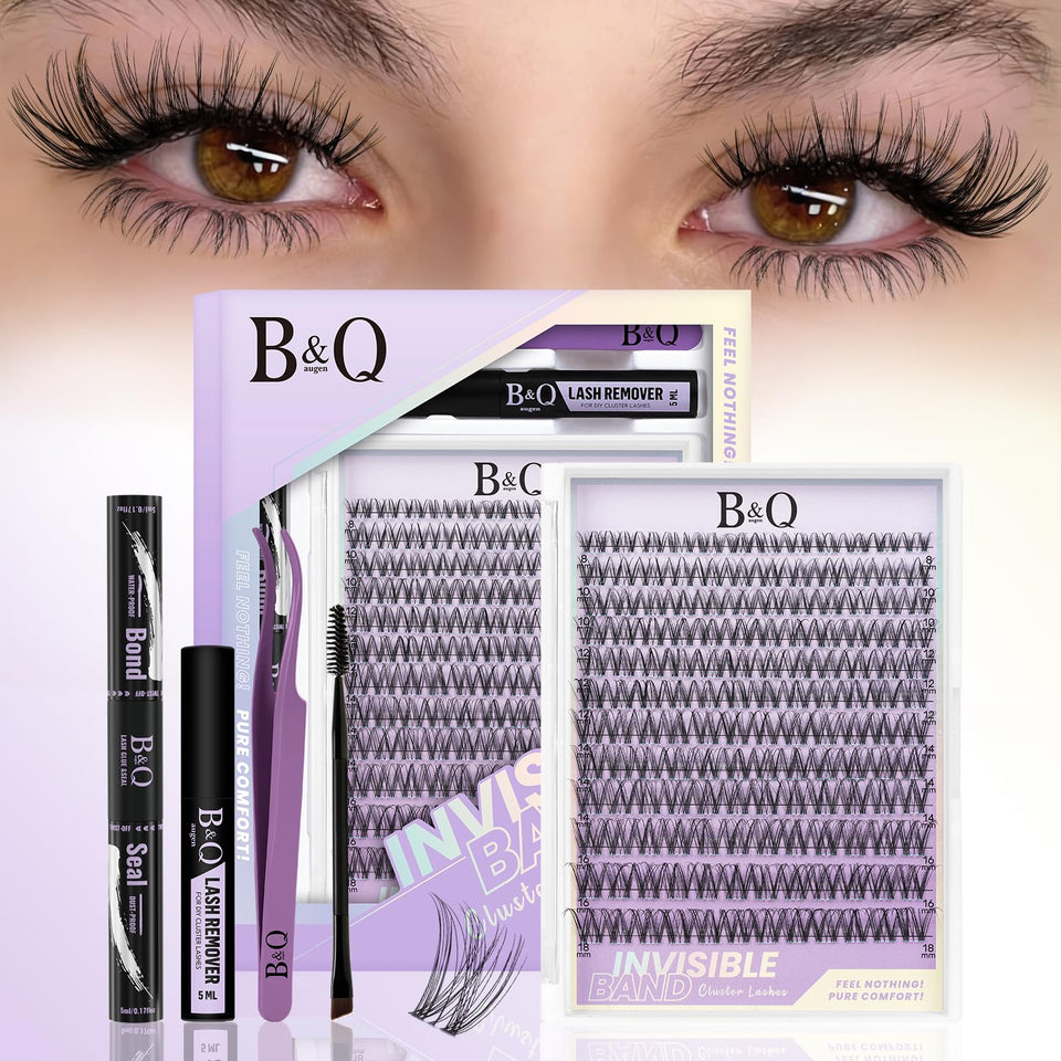 B&Qaugen front packaging showing Venus Lash Clusters Kit and included items, clear overview benefit