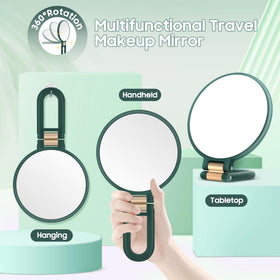 B Beauty Planet mirror angled on rotating handle for hands-free use