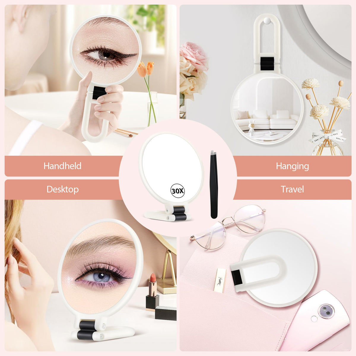 B Beauty Planet folded compact mirror fitting inside a purse for portability