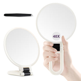 B Beauty Planet front view of white double-sided mirror showing compact design and portability
