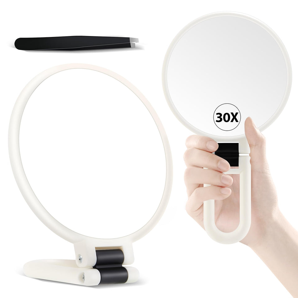 B Beauty Planet front view of white double-sided mirror for travel convenience