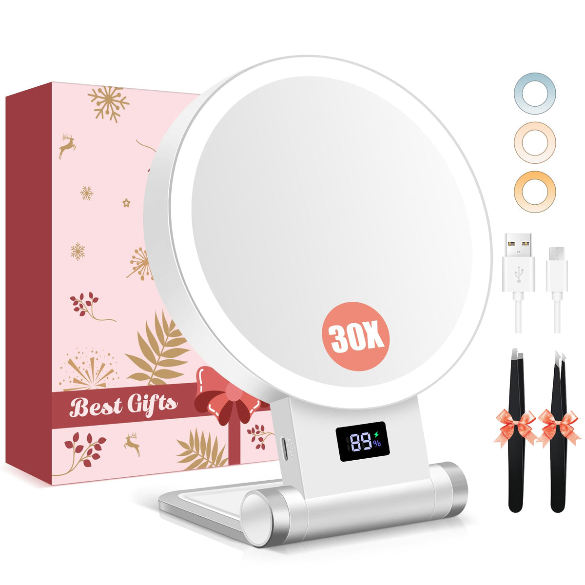 B Beauty Planet front view with stand showing clear mirror and stable base for ergonomic use