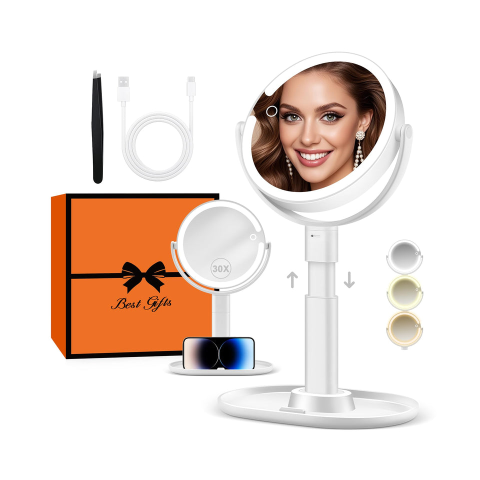 B Beauty Planet front view showing lighted dual-sided mirror for clear makeup