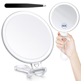 B Beauty Planet front view showing double-sided 1x and 40x mirror for versatile grooming