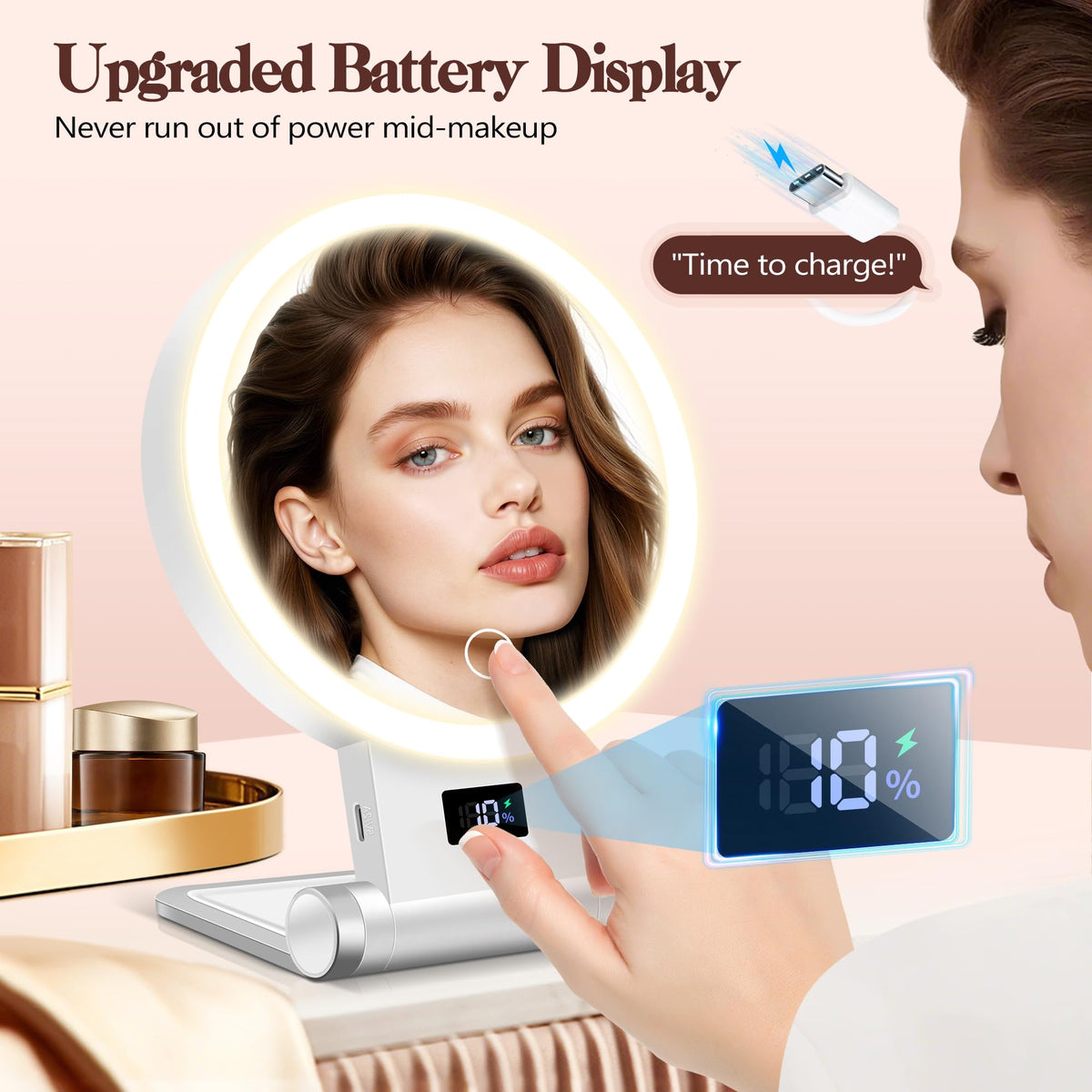 B Beauty Planet height adjusted on vanity reducing neck strain and improving posture