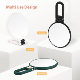 B Beauty Planet mirror held in hand to show size and travel-friendly scale