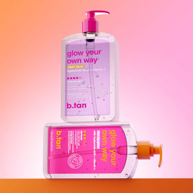 b.tan in beach bag lifestyle scene conveying ready-to-go bronzed confidence