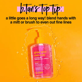 B.TAN nighttime routine scene showing quick-dry, no-rinse convenience