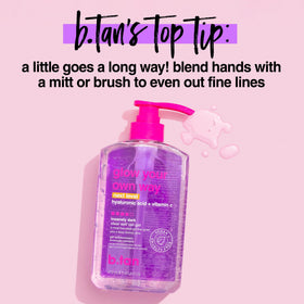 b.tan bottle held in hand to show 16 fl oz scale and travel-friendly size