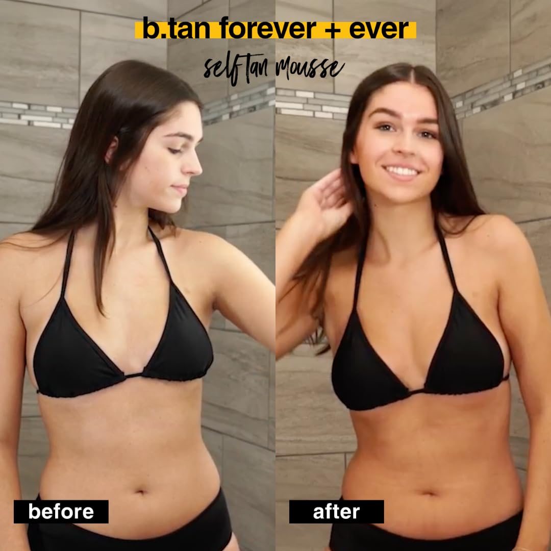 B.TAN before and after legs comparison showing deep, natural-looking benefit