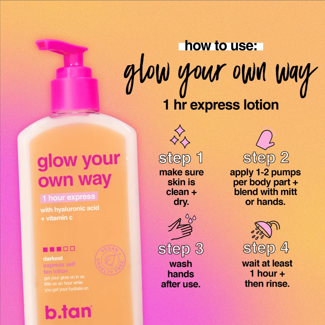 b.tan face application demonstration with gentle coverage and glow