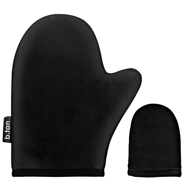 B.TAN mitt front view showing clean shape and easy grip for flawless tanning