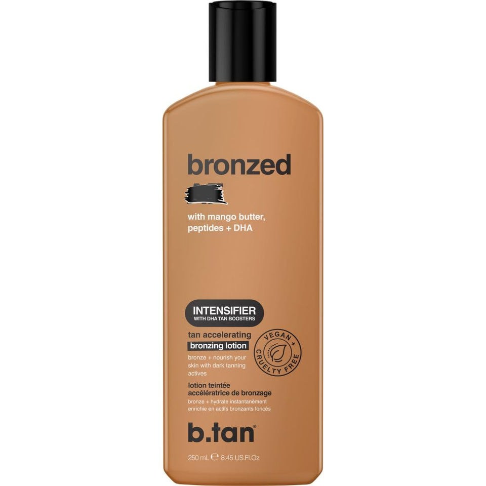 B.TAN front packaging bottle showing product benefits and size