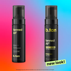 B.TAN label and ingredients close-up showing vegan formula benefit