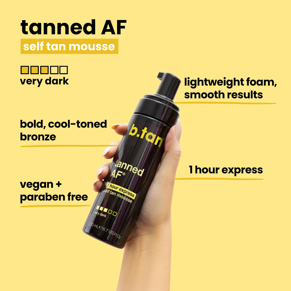 B.TAN mitt applicator detail showing soft surface for streak-free benefit