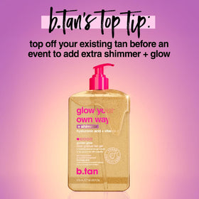 b.tan open bottle with shimmer droplets showing light-reflecting finish