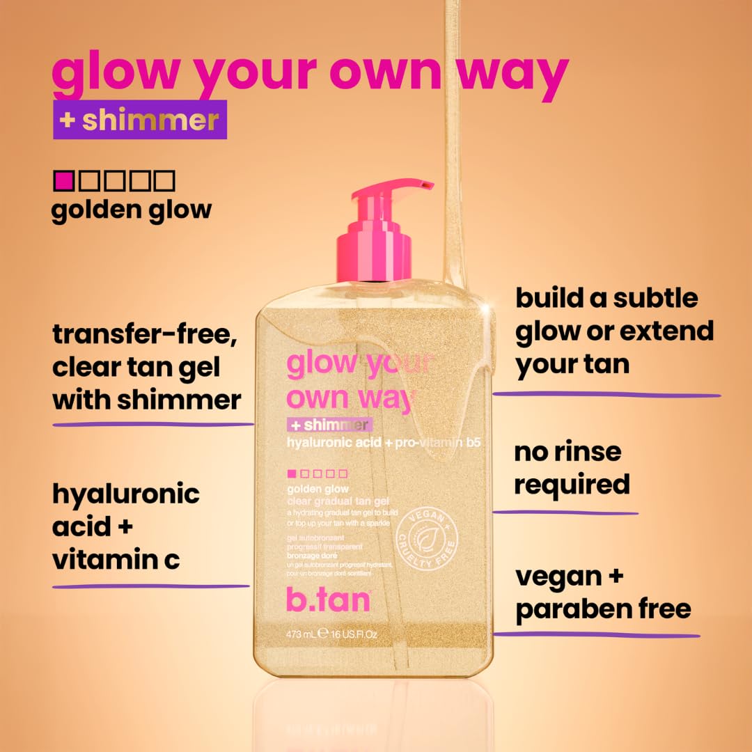 b.tan pumping gel into hand demonstrating easy application and control