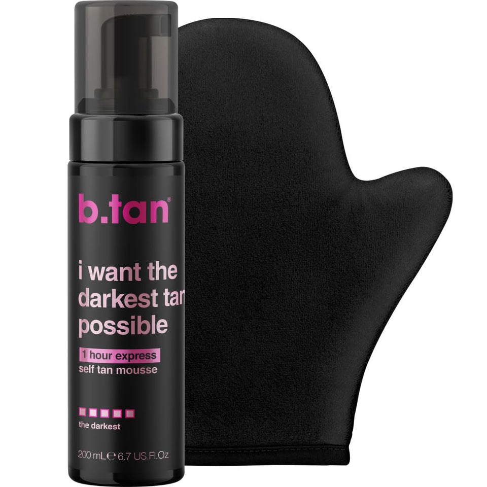 B.TAN front packaging showing kit components and deep tan benefit