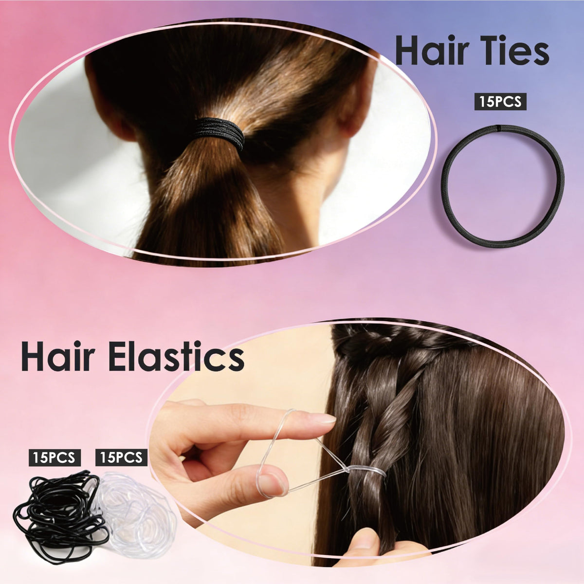 B1jounie YA rubber bands and hair ties grouped to show variety and durability