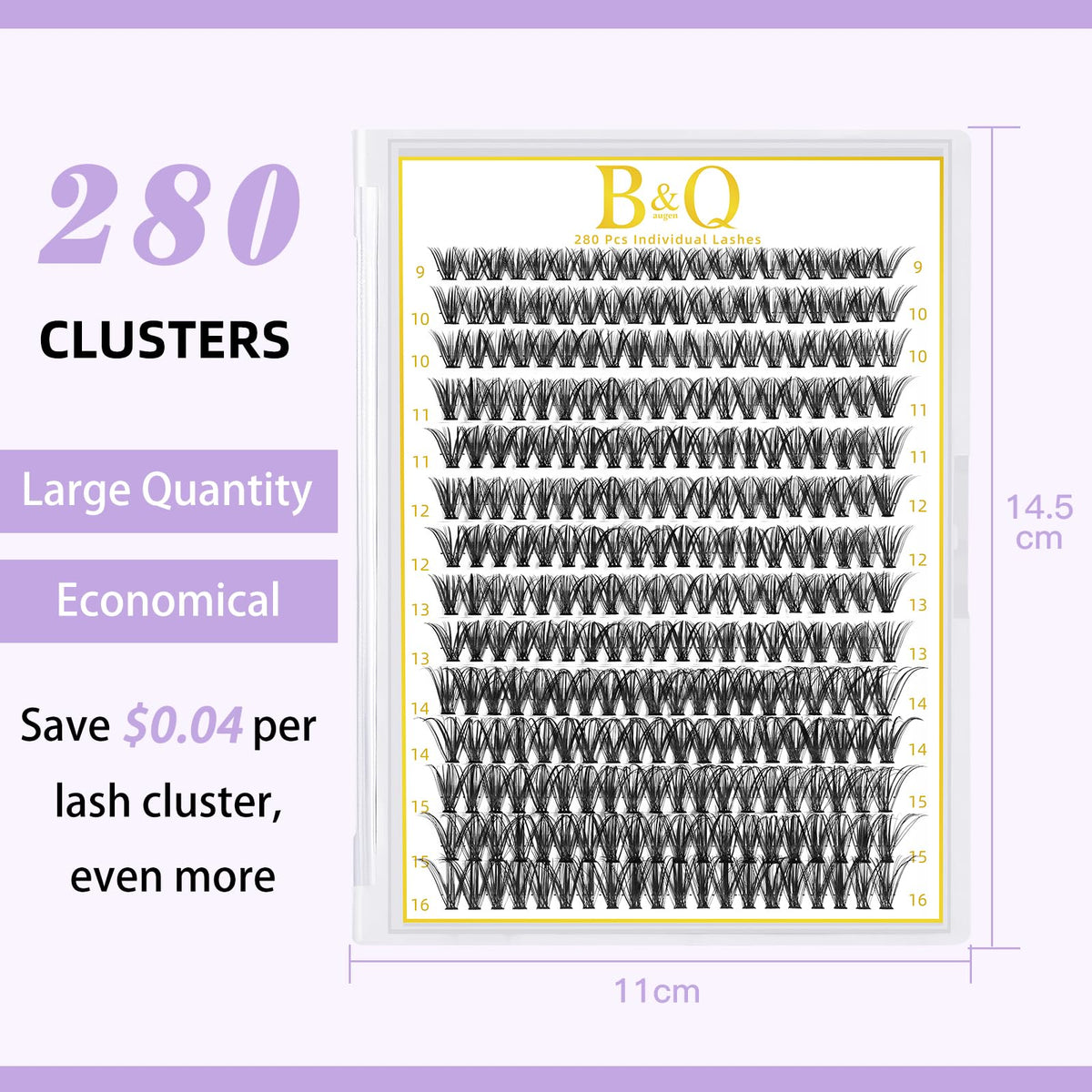 B&Qaugen clusters arranged on tray, variety of 9–16mm lengths for styling options