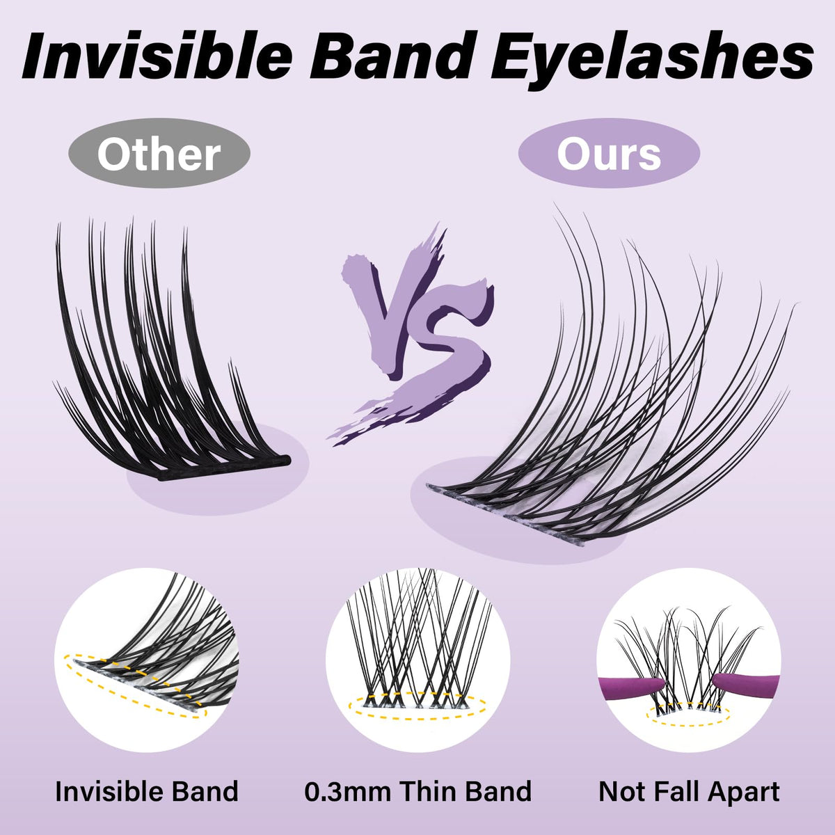 B&Qaugen cluster lashes held with tweezers illustrating simple DIY application
