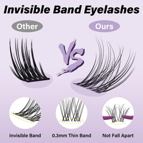 B&Qaugen cluster lashes held with tweezers illustrating simple DIY application