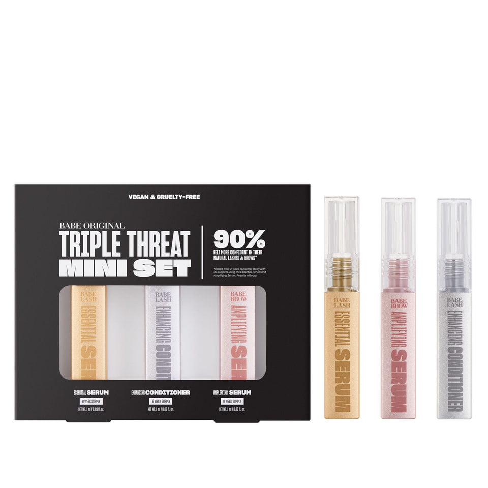 BABE ORIGINAL front packaging showing trio set and travel convenience