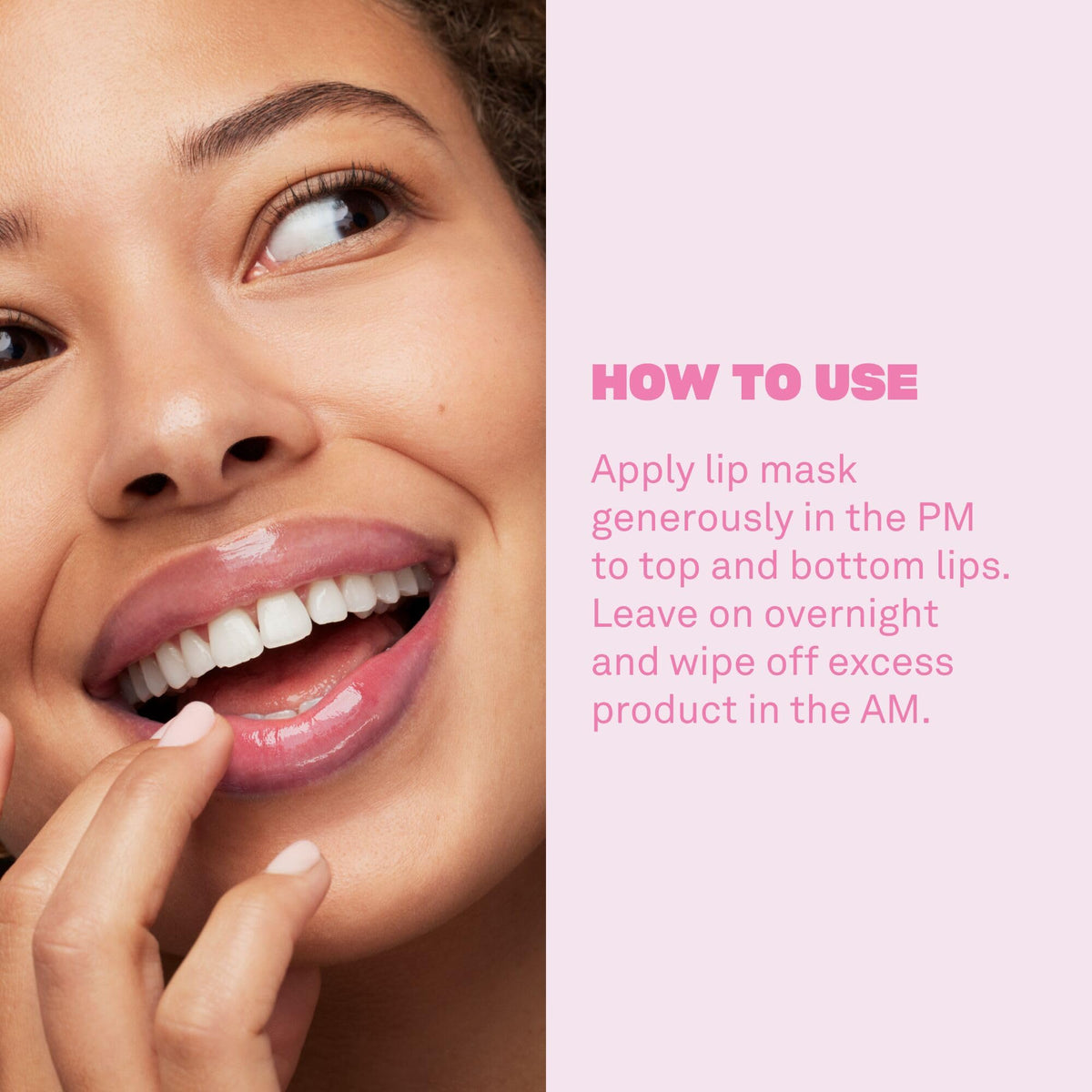 BABE ORIGINAL applying mask to lips for overnight moisture and comfort