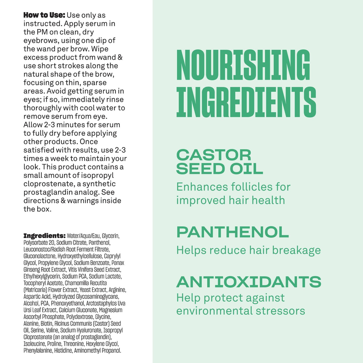 BABE ORIGINAL ingredient label highlighting peptides, castor oil and biotin benefits