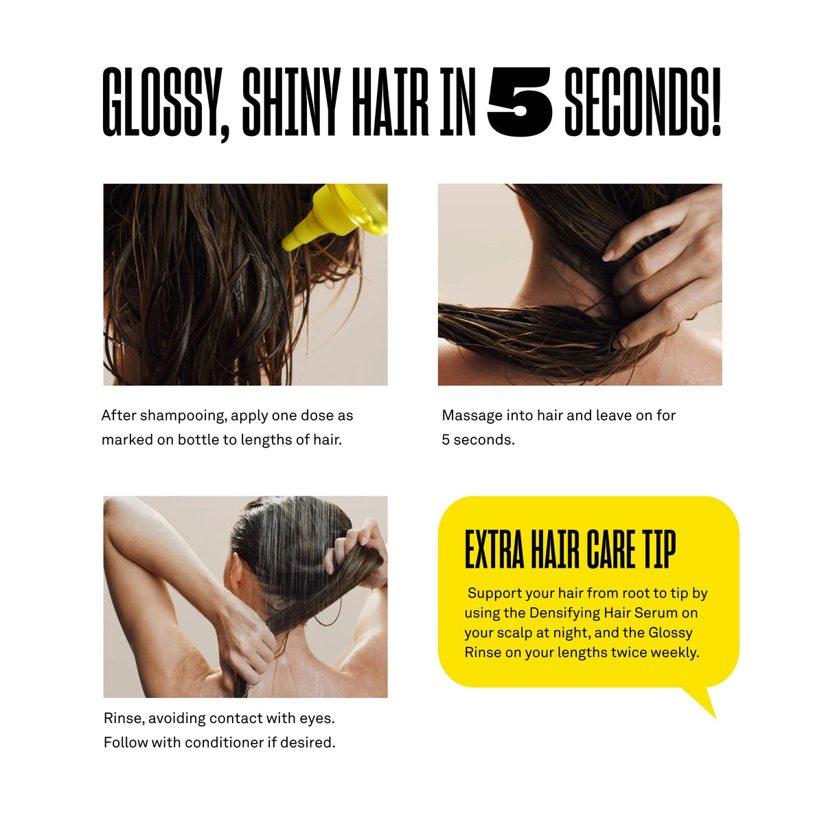 Babe Original applied on wet hair lengths showing fast five-second treatment benefit