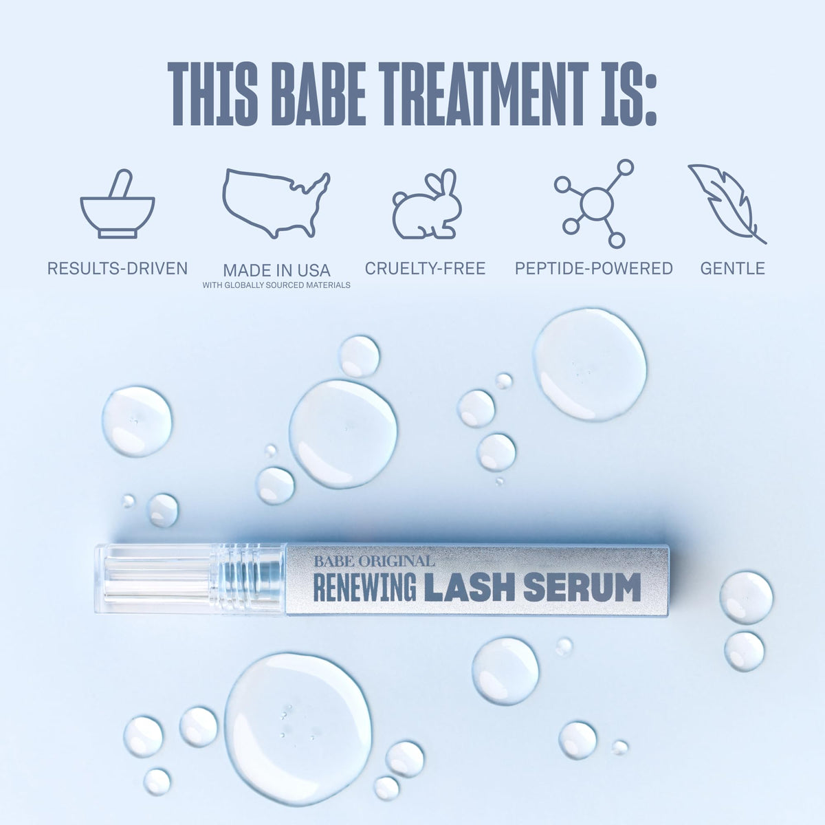 BABE ORIGINAL label close-up listing peptides and botanicals, transparency in ingredients