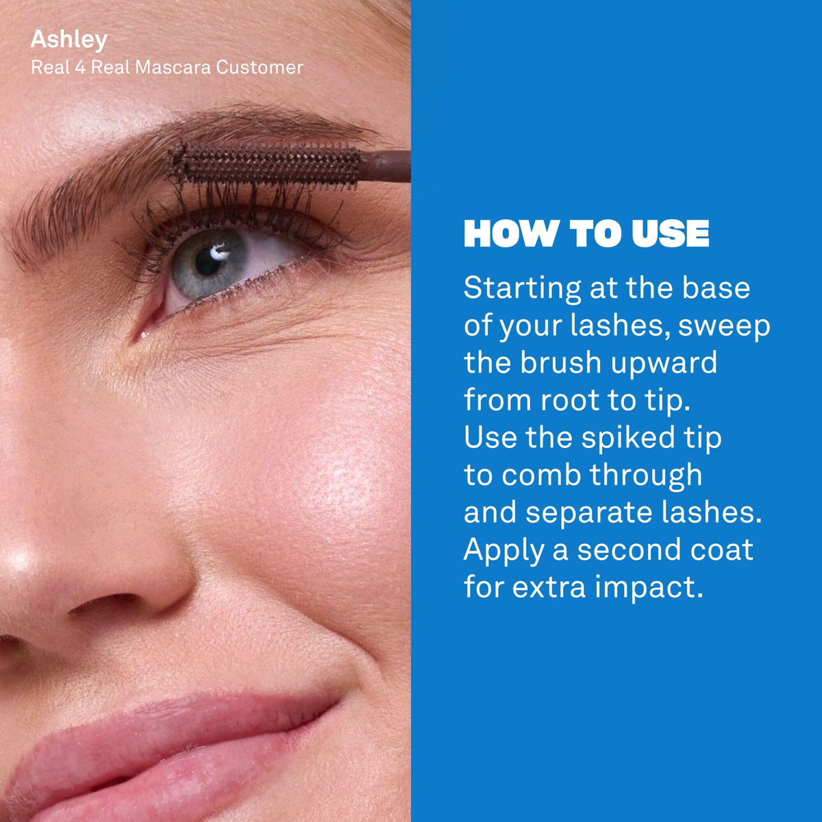 BABE ORIGINAL mascara texture stroke showing buildable, lightweight finish