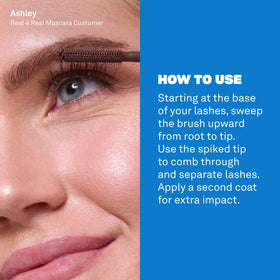 BABE ORIGINAL mascara texture stroke showing buildable, lightweight finish