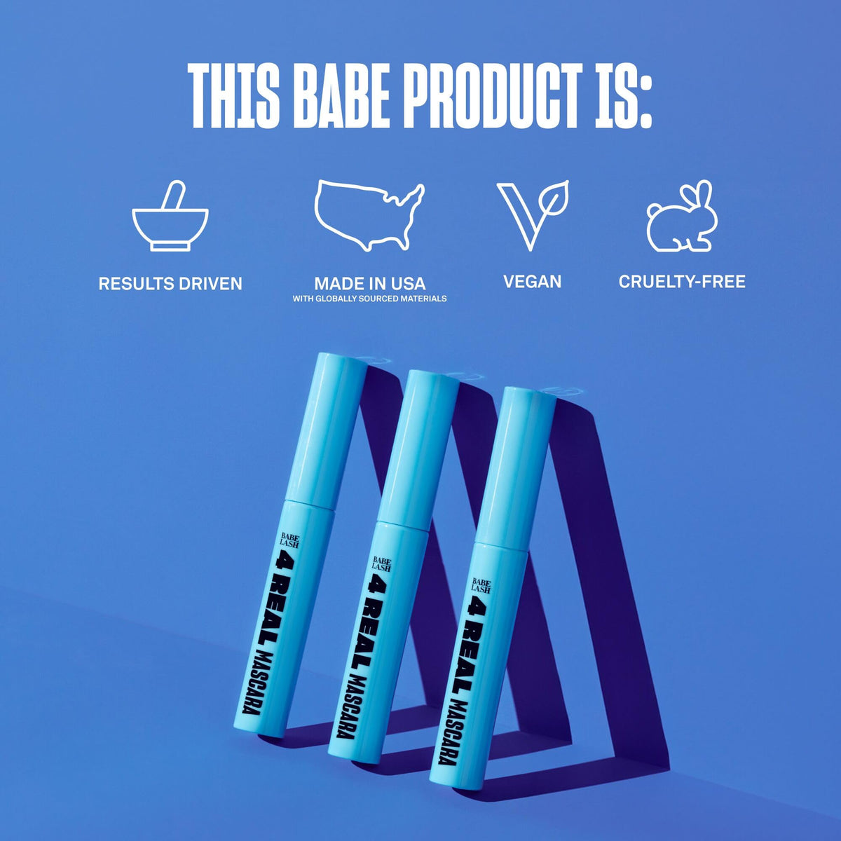 BABE ORIGINAL mascara beside ruler to show product size for travel-friendly portability