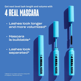 BABE ORIGINAL mascara swiped swatch on arm showing true black pigment and smooth texture