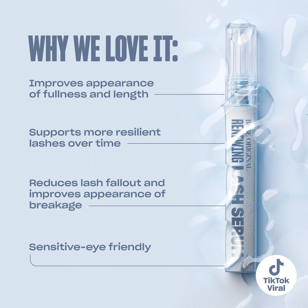 BABE ORIGINAL applying serum to lashline, supports fuller-looking lashes over time
