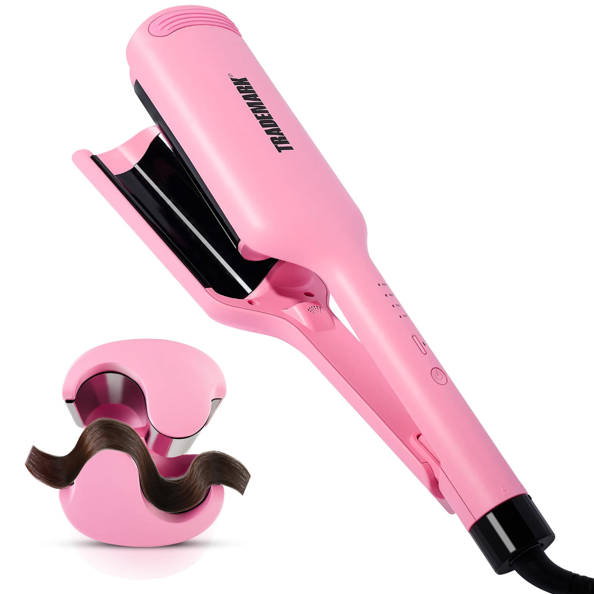 Babe Waves front view pink showing dual barrels and ergonomic grip for easy styling