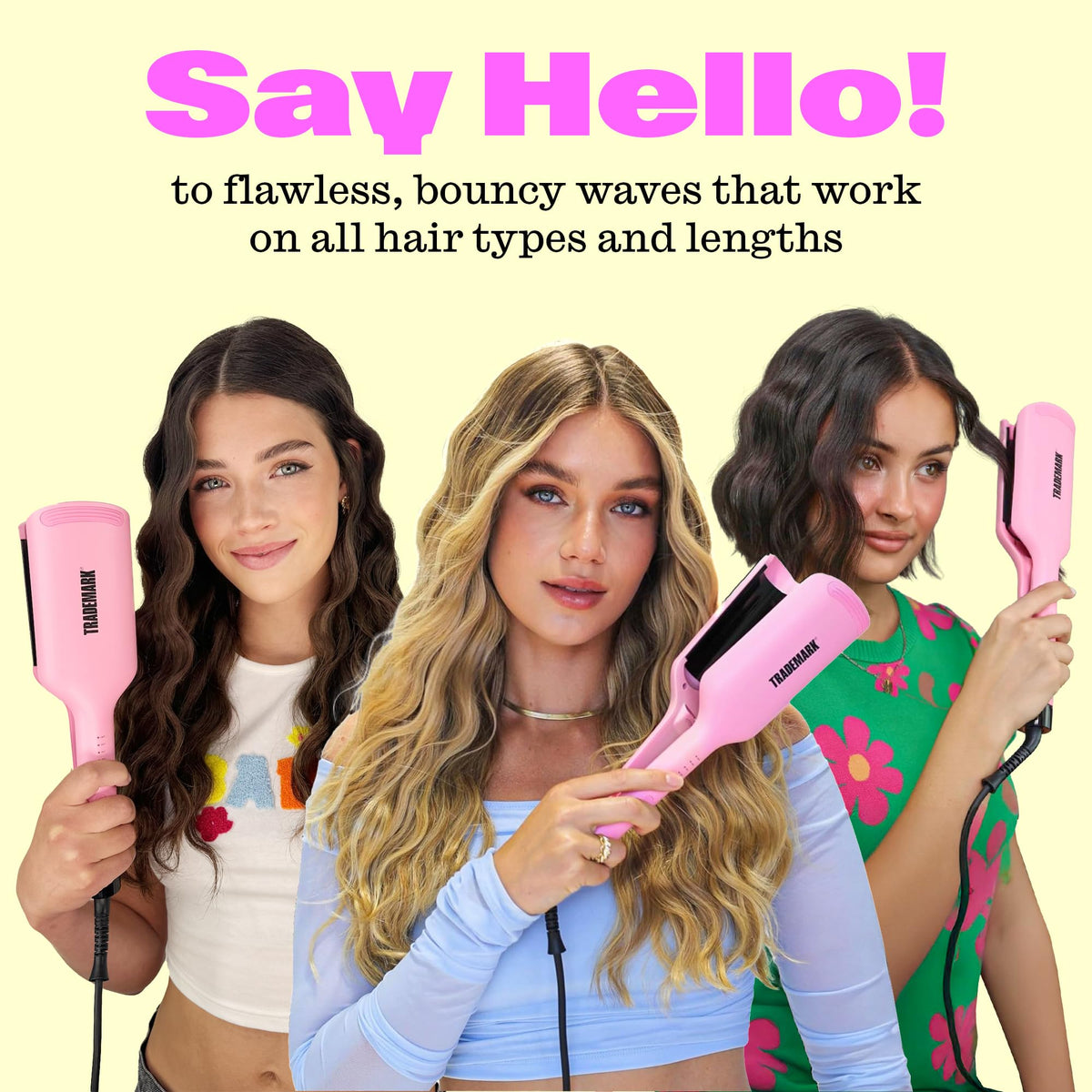 Babe Waves in use on long hair creating beach waves with fewer passes