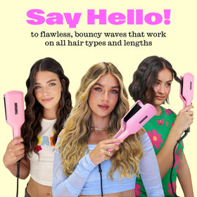 Babe Waves in use on long hair creating beach waves with fewer passes