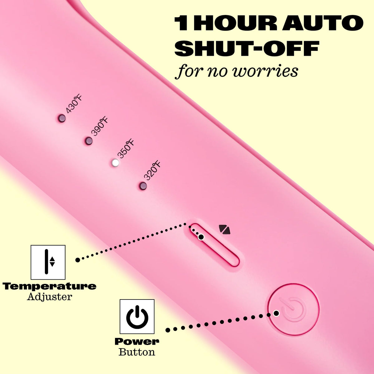 Babe Waves temperature controls view showing four heat settings and quick adjustments