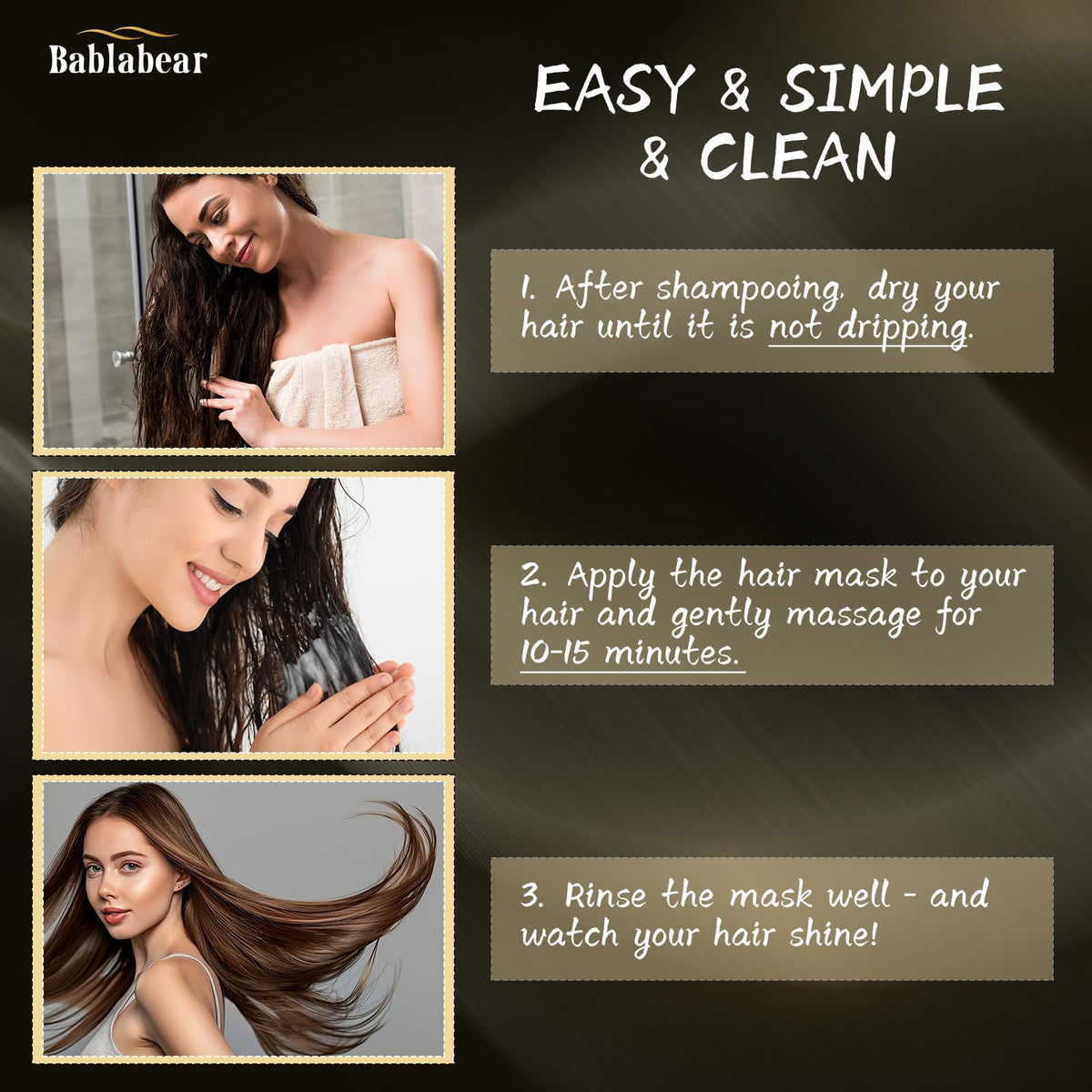 Bablabear being applied to curly hair mid-lengths demonstrating targeted strand treatment benefit