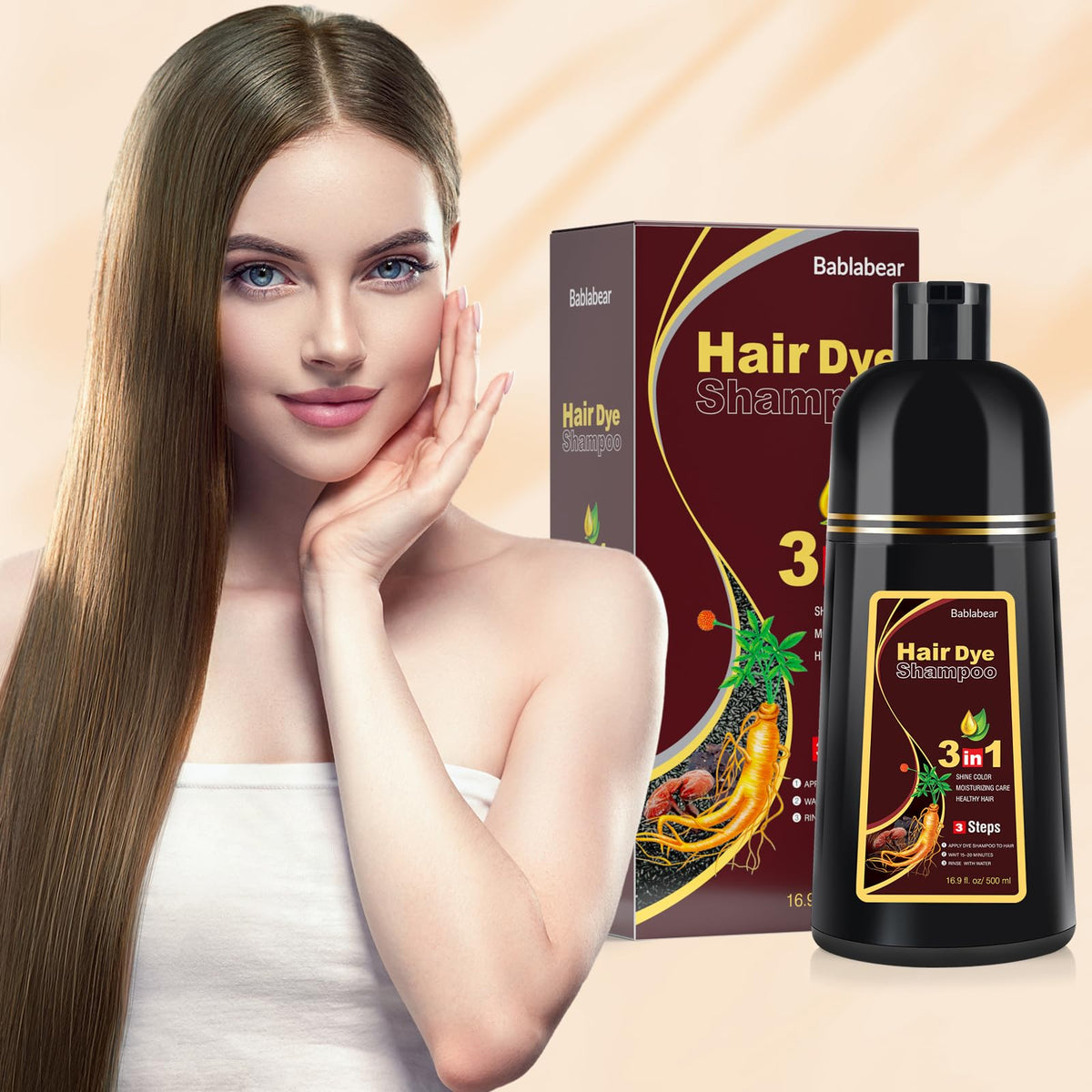 Bablabear application on dry hair demonstrating quick 15–20 minute use benefit