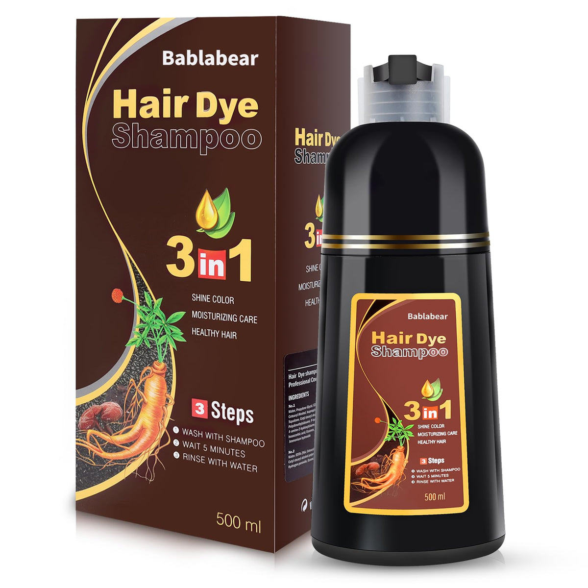 Bablabear chestnut brown bottle front showing label and easy-apply design benefits