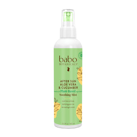 Babo Botanicals front bottle view showing clean packaging and calming aloe benefit