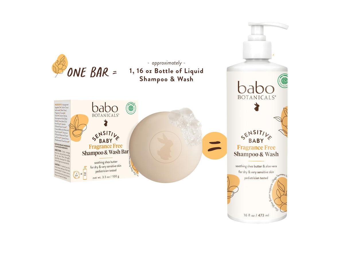 Babo Botanicals bar in hand showing compact size and travel convenience