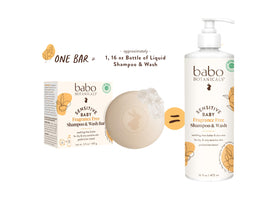 Babo Botanicals bar in hand showing compact size and travel convenience