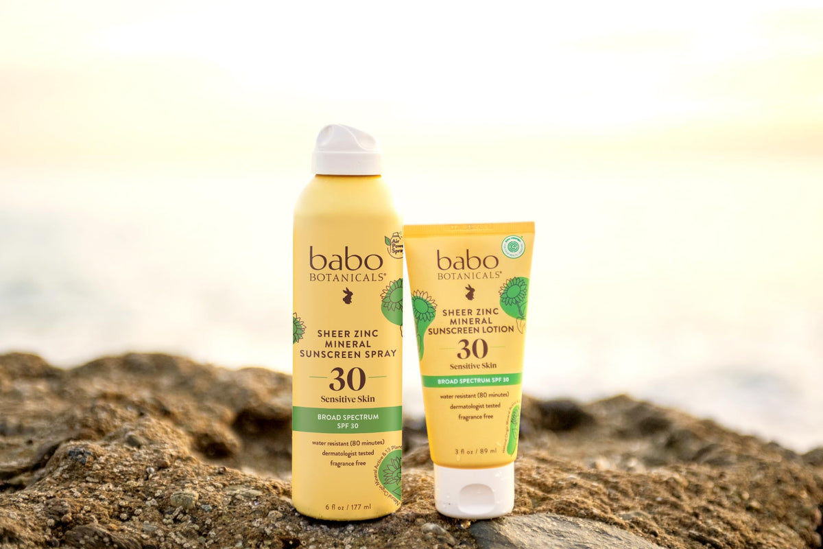Babo Botanicals bottle showing bag-on-valve design and non-flammable propellant