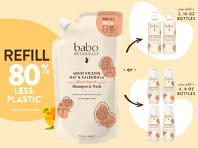 BABO Botanicals pouch pour spout close-up for easy refill and spill reduction benefit