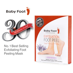Baby Foot booties and solution close-up showing easy one-hour application