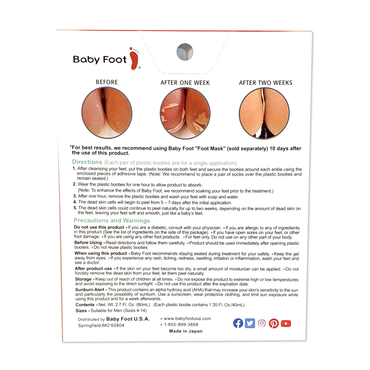 Ingredients label close-up on Baby Foot showing natural extracts benefit